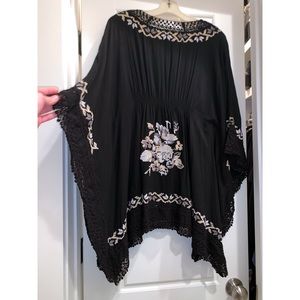 Black and cream floral blouse